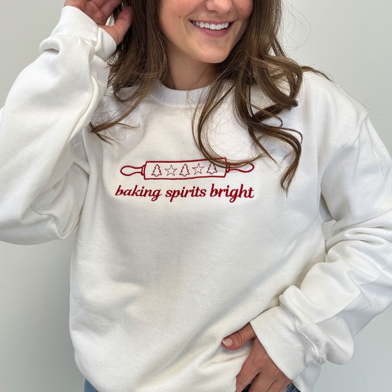 Baking Spirits Bright Christmas Sweatshirt  Custom Embroidered Crewneck  Holiday Gift  Festive Apparel  Personalized Winter Wear 1726714195247.jpg