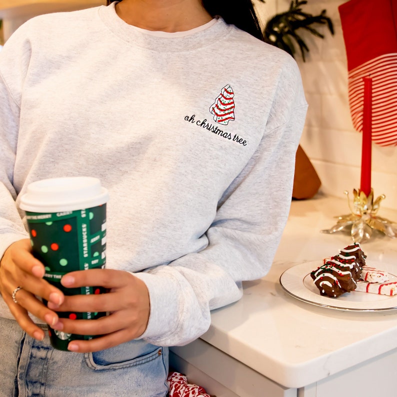 Oh Christmas Tree Little Debbie Embroidered Sweatshirt  Nostalgic Christmas Crewneck  Festive Holiday Top 1726716884746.jpg