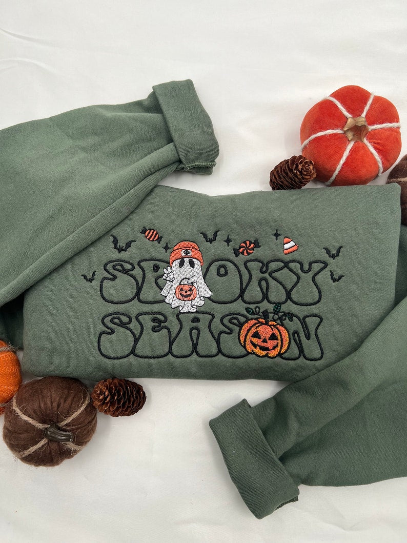 Embroidered Spooky Season Sweatshirt Halloween Sweatshirt Halloween Embroidered Sweatshirt Fall Crewneck Cute And Scary Crewneck 1726719525416.jpg