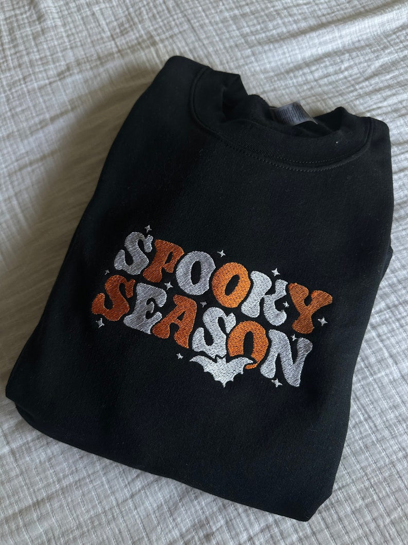 Spooky Season Embroidered Sweatshirt Halloween Embroidered Crewneck Sweatshirt Embroidered Adult Sweatshirt Many Colors 1726720168624.jpg