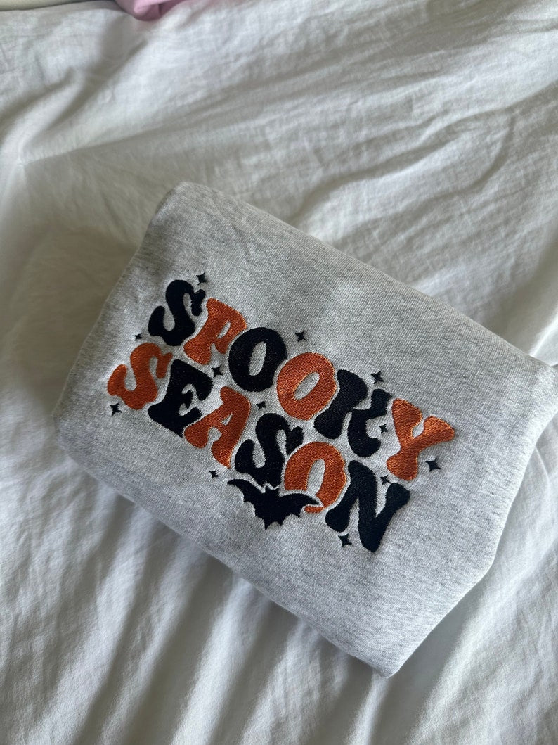 Spooky Season Embroidered Sweatshirt Halloween Embroidered Crewneck Sweatshirt Embroidered Adult Sweatshirt Many Colors 1726720168714.jpg