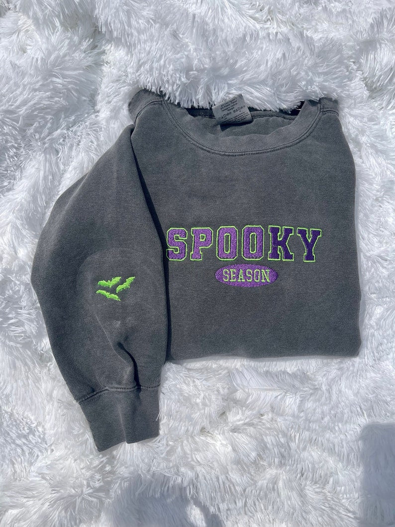 Halloween Sweatshirt Spooky Season Sweatshirt Halloween Crewneck Embroidered Halloween Sweatshirt Spooky Halloween Outfit Boo 1726721525585.jpg