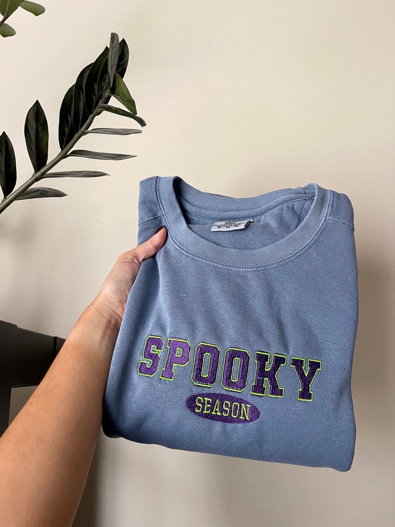 Halloween Sweatshirt Spooky Season Sweatshirt Halloween Crewneck Embroidered Halloween Sweatshirt Spooky Halloween Outfit Boo 1726721525592.jpg
