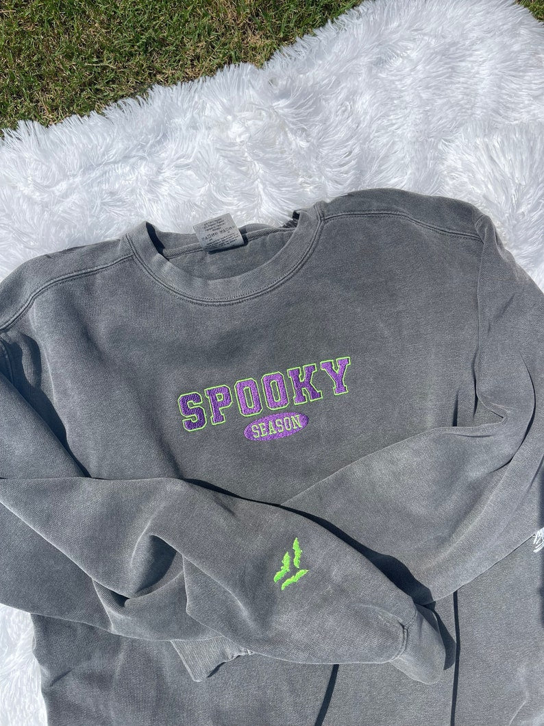 Halloween Sweatshirt Spooky Season Sweatshirt Halloween Crewneck Embroidered Halloween Sweatshirt Spooky Halloween Outfit Boo 1726721525618.jpg