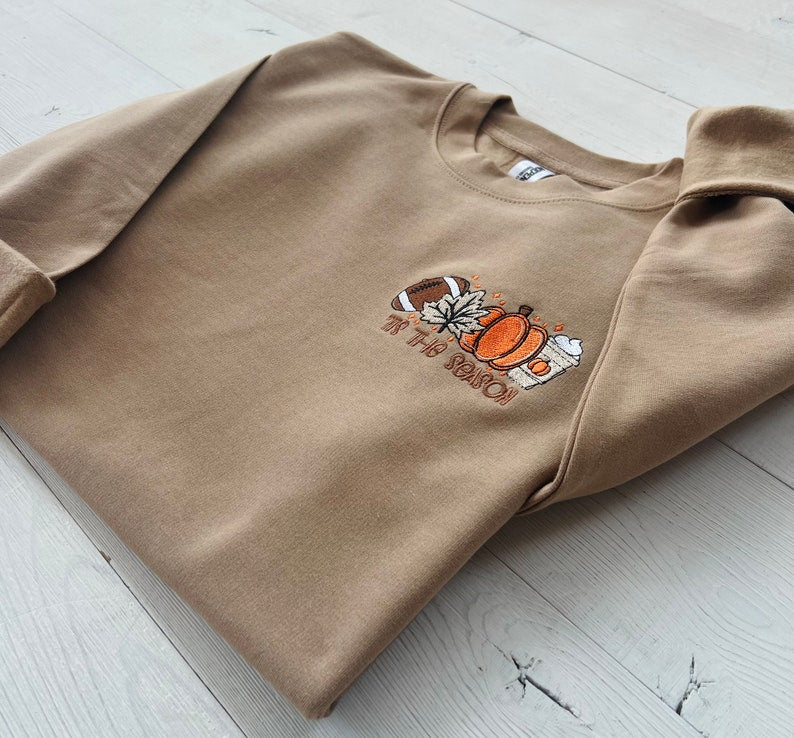 Embroidered Thanksgiving Sweatshirt Football Season Shirt Fall Cozy Sweatshirt Embroidered Sweatshirt Womens Fall Outfit Fall Sweater 1726721763457.jpg