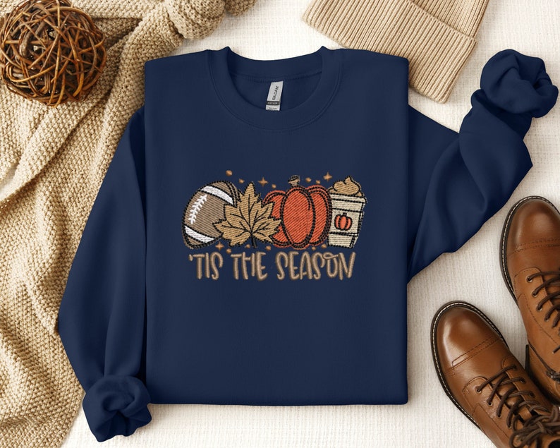 Embroidered Pumpkin Spice Latte Shirt Tis The Season Shirt Embroidered Fall Shirt Touchdown Fall Sweatshirt Embroidered Thanksgiving Tee 1726729520935.jpg