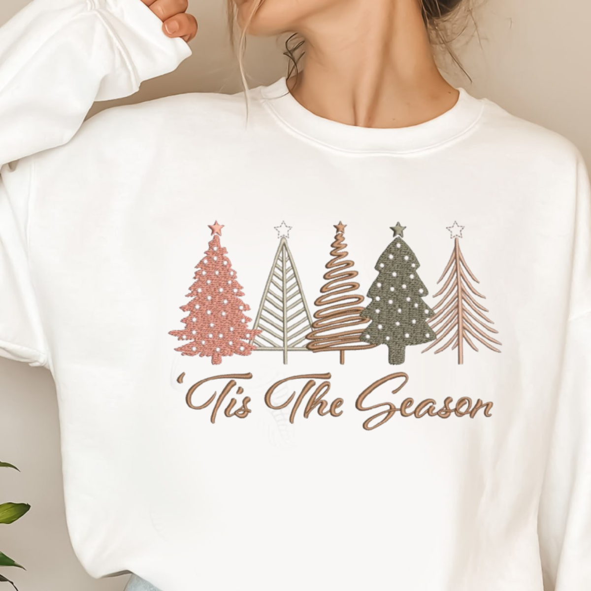 Tis The Season Embroidery Shirt Sweatshirt Hoodie Christmas Trees Sweatshirt Womens Christmas Sweatshirt Holiday Sweater Cute Christmas Sweatshirt Christmas Gift Winter Shirt 1726734264692.png