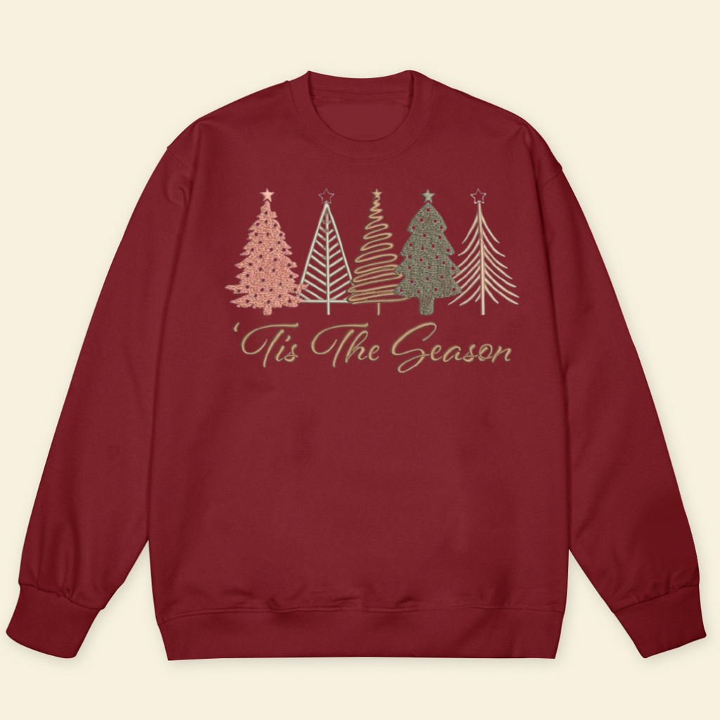 Tis The Season Embroidery Shirt Sweatshirt Hoodie Christmas Trees Sweatshirt Womens Christmas Sweatshirt Holiday Sweater Cute Christmas Sweatshirt Christmas Gift Winter Shirt 1726734274534.png