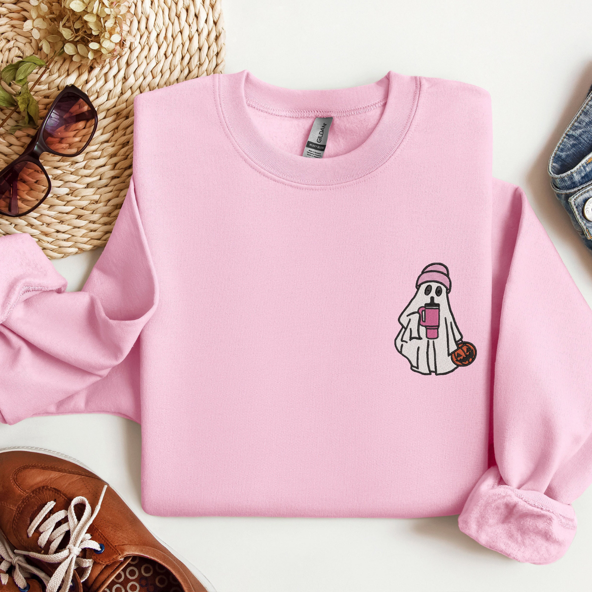 Embroidered Cute Ghost Sweatshirt Embroidered Halloween Shirt Halloween Ghost Sweatshirt Halloween Cute Ghost Shirt 1726736680330.png