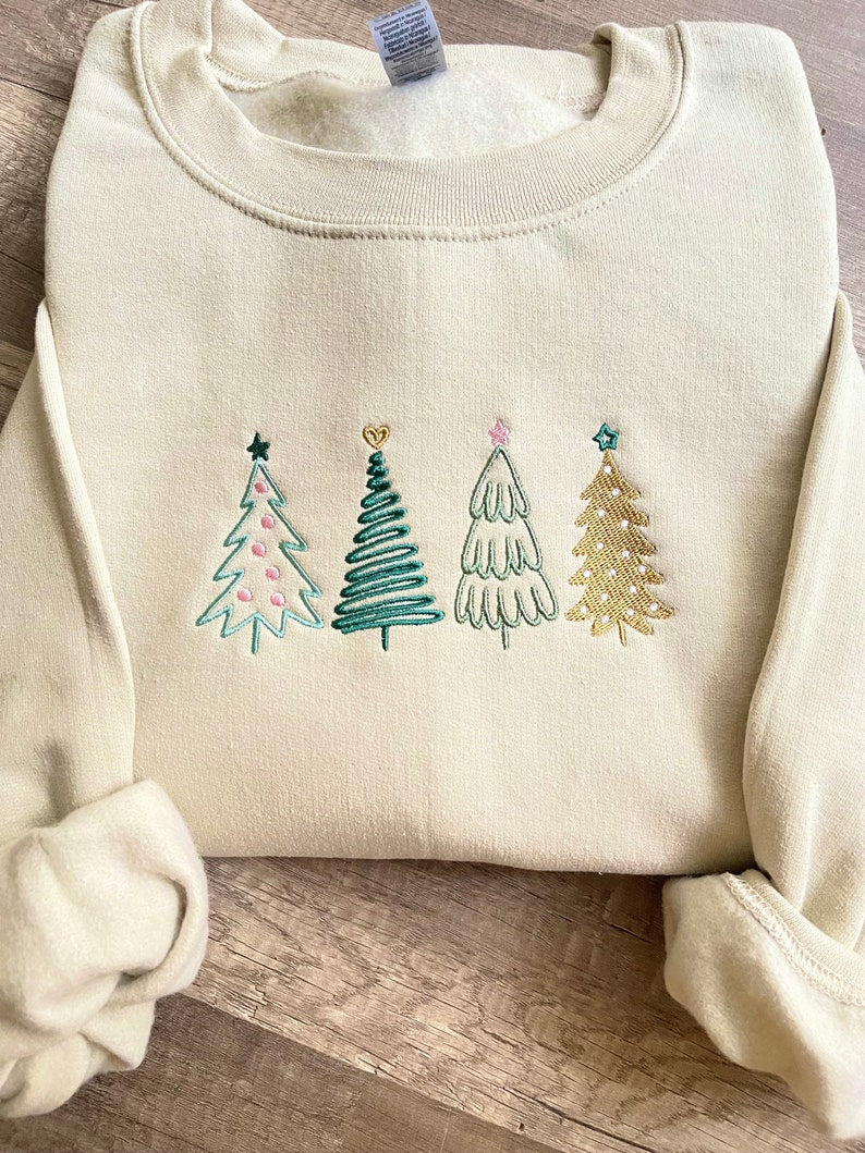 Embroidered Christmas Tree Sweatshirt Christmas Sweatshirt Embroidered Holiday Sweatshirt 1726803457679.jpg