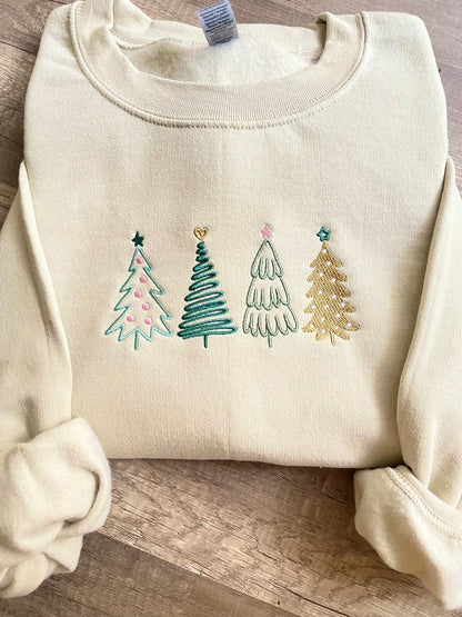 Embroidered Christmas Tree Sweatshirt Christmas Sweatshirt Embroidered Holiday Sweatshirt 1726803457679.jpg