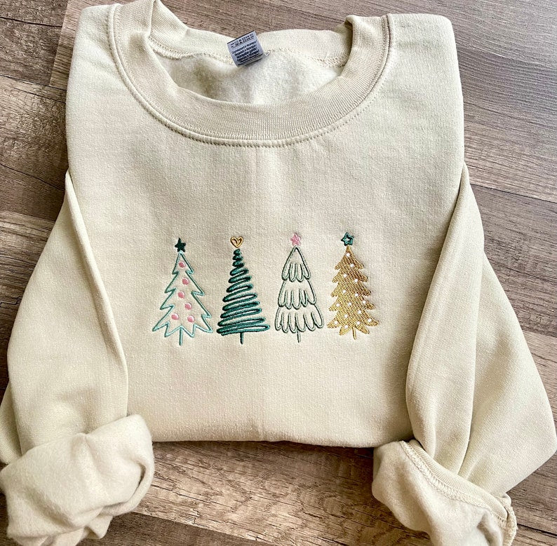Embroidered Christmas Tree Sweatshirt Christmas Sweatshirt Embroidered Holiday Sweatshirt 1726803457692.jpg