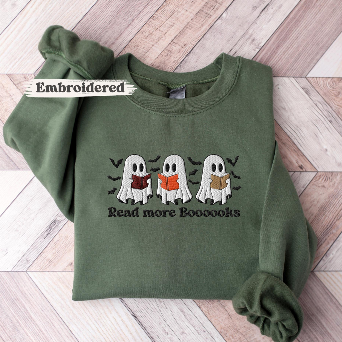 Embroidered Read More Books Ghost Sweatshirt Bookish Halloween Fall Teacher Sweater Cute Reading Ghost Sweatshirt For Library For Librarian 1726804852024.png
