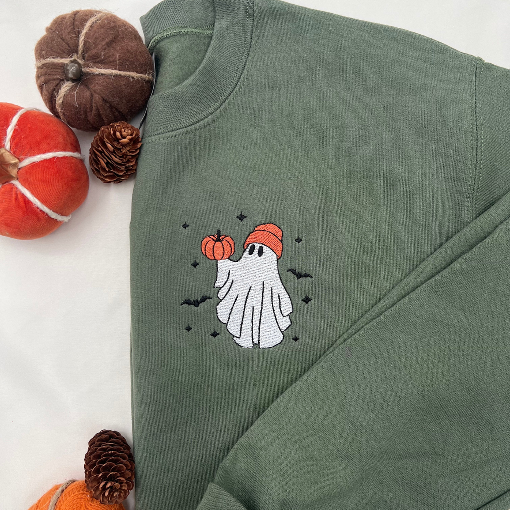Embroidered Pumpkin Ghost Sweatshirt Jack O Lantern Sweatshirt Halloween Embroidered Sweatshirt Fall Crewneck Cute And Scary Crewneck 1726806461552.png