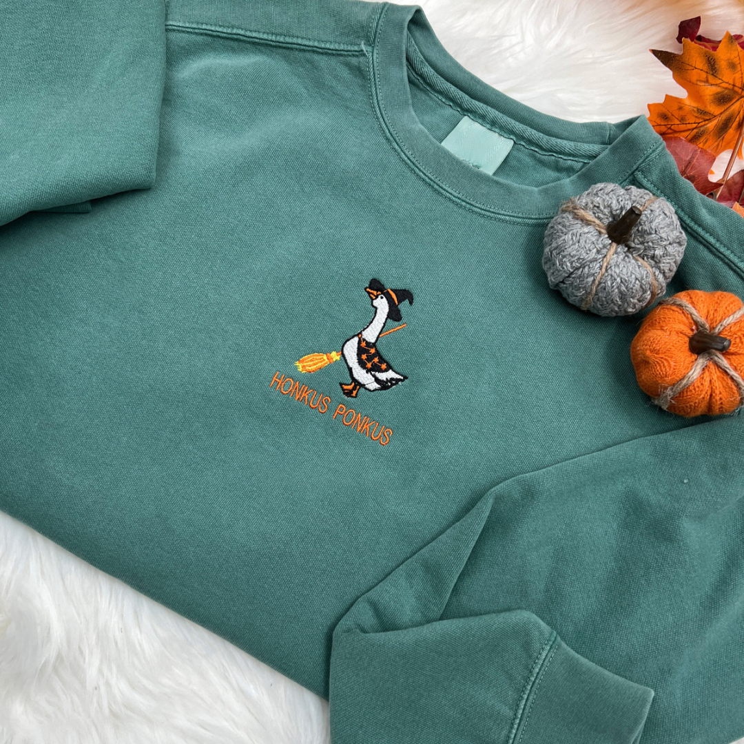 Embroidered Goose Witch Sweatshirt Honkus Ponkus Embroidered Halloween Goose Shirt Embroidered Goose Sweatshirt Goose 1726808219363.png