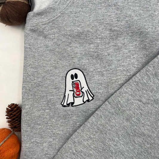 Embroidered Ghost Soda Sweatshirt Embroidered Ghost Fall Sweatshirt Cute Ghost Sweatshirt Halloween Crewneck Halloween Shirt 1726815896493.png