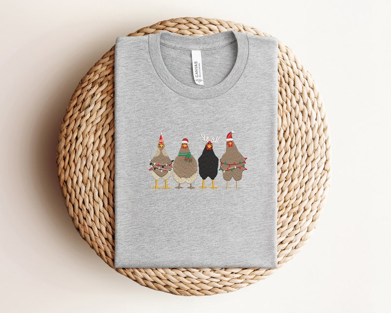 Embroidered Christmas Chicken Sweatshirt Embroidered Christmas Shirt Christmas Shirt Christmas Chicken Sweatshirt Christmas Matching Tee 1726816461687.jpg