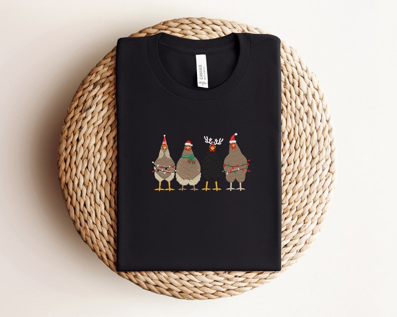 Embroidered Christmas Chicken Sweatshirt Embroidered Christmas Shirt Christmas Shirt Christmas Chicken Sweatshirt Christmas Matching Tee 1726816461810.jpg