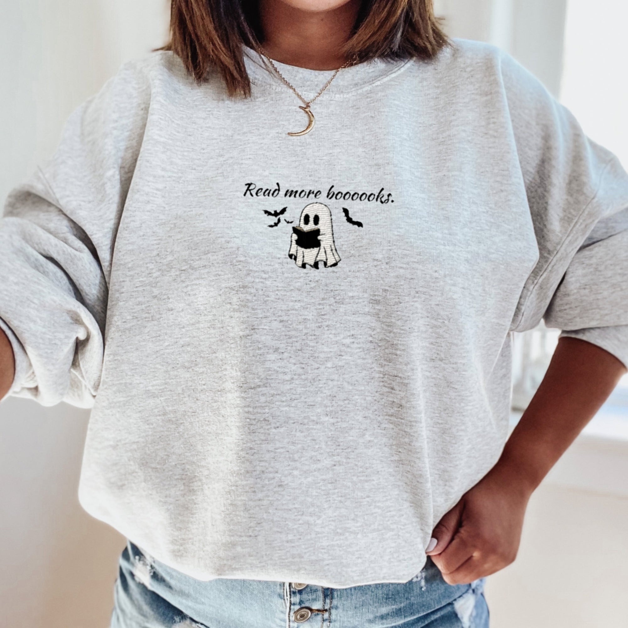 Read More Books Embroidered Halloween Sweatshirt Cute Ghost Shirt Booktok Gift For Book Lovers 1726816521725.jpg