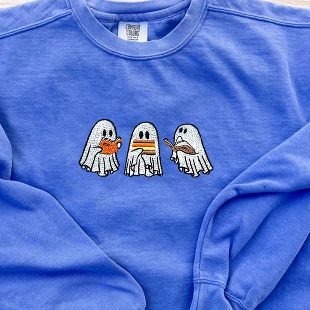 Embroidered Ghost Book Sweatshirt Ghost Reading Books Sweatshirt Fall Crewneck Book Lover Sweatshirt Cute Halloween Shirt Comfort Color 1726818088825.png