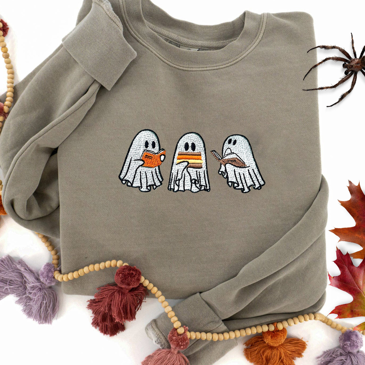 Embroidered Ghost Book Sweatshirt Ghost Reading Books Sweatshirt Fall Crewneck Book Lover Sweatshirt Cute Halloween Shirt Comfort Color 1726818088940.png