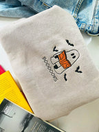 Embroidered Booooks Sweatshirt Librarian Sweatshirt Halloween Book Sweatshirt Ghost Reading Crewneck Book Lovers Halloween Gift 1726818395871.jpg