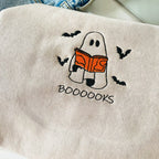 Embroidered Booooks Sweatshirt Librarian Sweatshirt Halloween Book Sweatshirt Ghost Reading Crewneck Book Lovers Halloween Gift 1726818396010.jpg