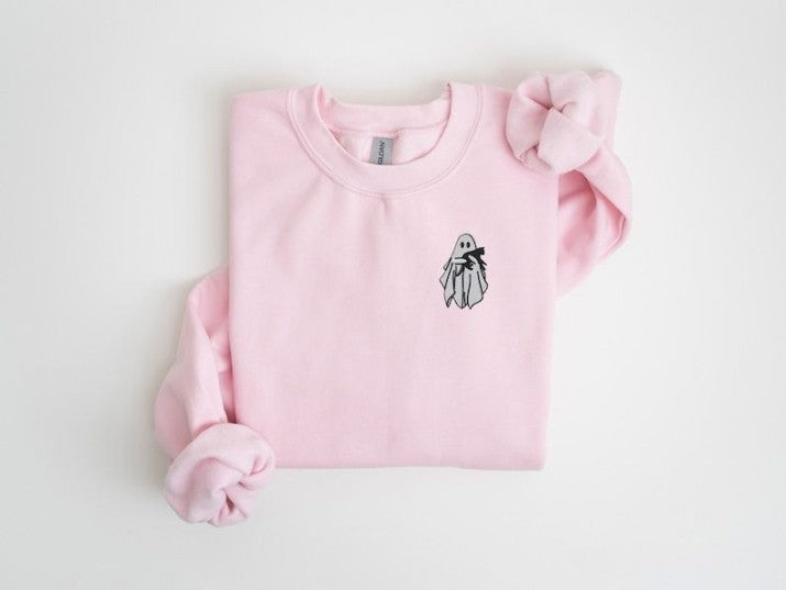 Embroidered Ghost Sweatshirt Halloween Sweatshirt Black Cat Fall Sweatshirt For Women Halloween Crewneck Ghost Shirt Spooky Season 1726820482074.jpg