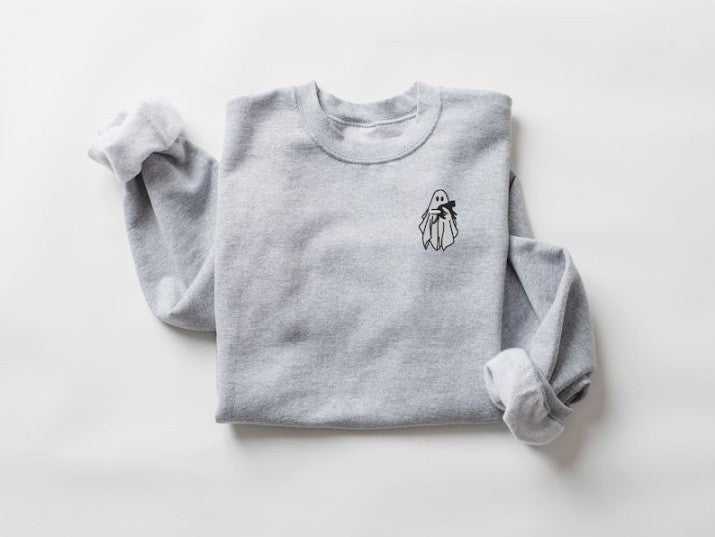 Embroidered Ghost Sweatshirt Halloween Sweatshirt Black Cat Fall Sweatshirt For Women Halloween Crewneck Ghost Shirt Spooky Season 1726820482101.jpg