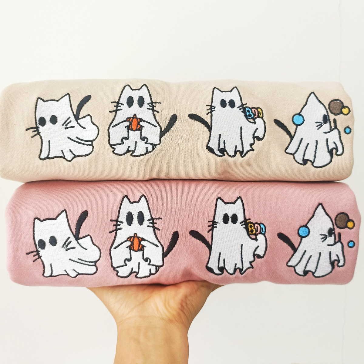 Ghost Cats Halloween Embroidery Sweatshirt Cute Halloween Ghost Sweater Cat Lover Gifts Halloween Gift 1726821362528.png