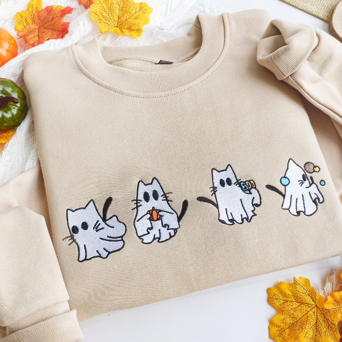 Ghost Cats Halloween Embroidery Sweatshirt Cute Halloween Ghost Sweater Cat Lover Gifts Halloween Gift 1726821363618.png