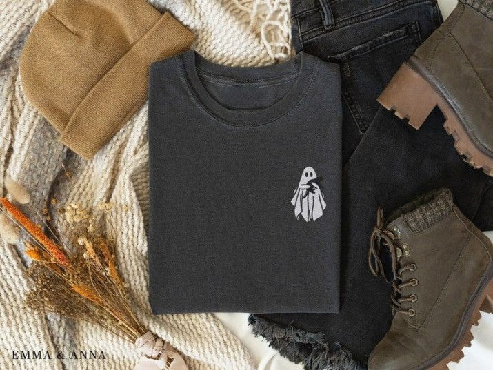 Embroidered Ghost Shirt Halloween Shirt Black Cat Fall Shirt For Women Halloween Crewneck Ghost Shirt Spooky Season 1726821829644.jpg