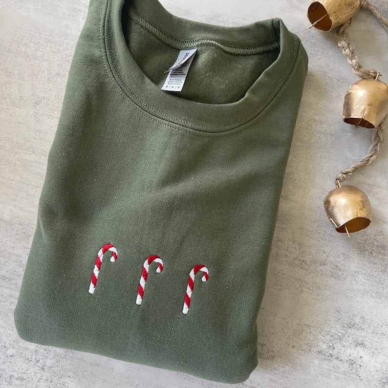 Embroidered Candy Cane Sweatshirt Candy Cane Crewneck Sweatshirt Embroidered Christmas Sweatshirt Christmas Candy Cane Sweatshirt 1727840199003.jpg