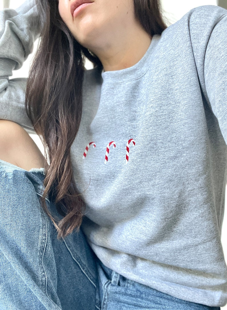 Embroidered Candy Cane Sweatshirt Candy Cane Crewneck Sweatshirt Embroidered Christmas Sweatshirt Christmas Candy Cane Sweatshirt 1727840199012.jpg