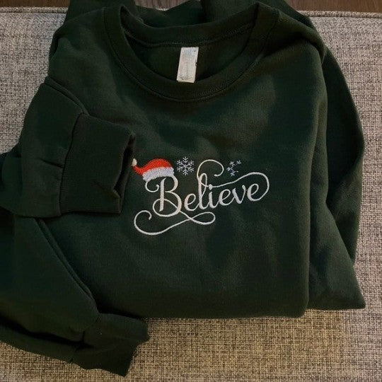 Christmas Sweatshirt Embroidered   Sweatshirts  Embroidered Sweatshirts   Christmas   Believe Santa 1728638016052.jpg