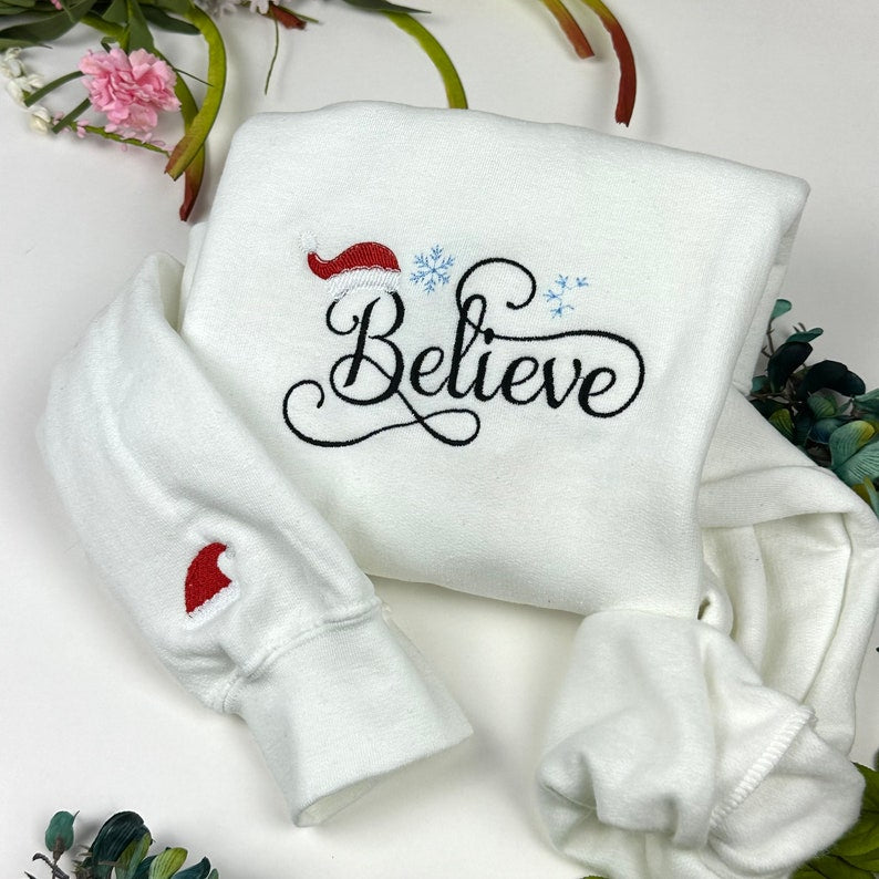 Christmas Sweatshirt Embroidered   Sweatshirts  Embroidered Sweatshirts   Christmas   Believe Santa 1728638016692.jpg