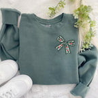 Embroidered Lacy Holly And Berries Bow Crewneck Sweatshirt High Quality Pigment Dyed Holiday Pullover Vintage Coquette Christmas Sweater 1728639129480.jpg