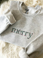 Embroidered Floral Merry Christmas Sweatshirt Embroidered Christmas Crewneck Sweatshirt Embroidered Floral Sweater Custom Xmas Gift 1729220045411.jpg