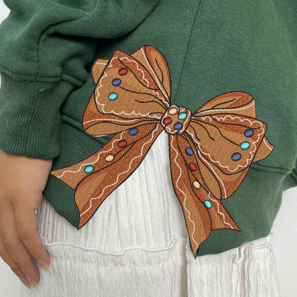Christmas Embroidered Sweatshirt Merry Side Bow Cut Out Sweatshirt Plaid Christmas Pullover Trendy Coquette Bow Side Bow Sweatshirt 1730082037695.jpg