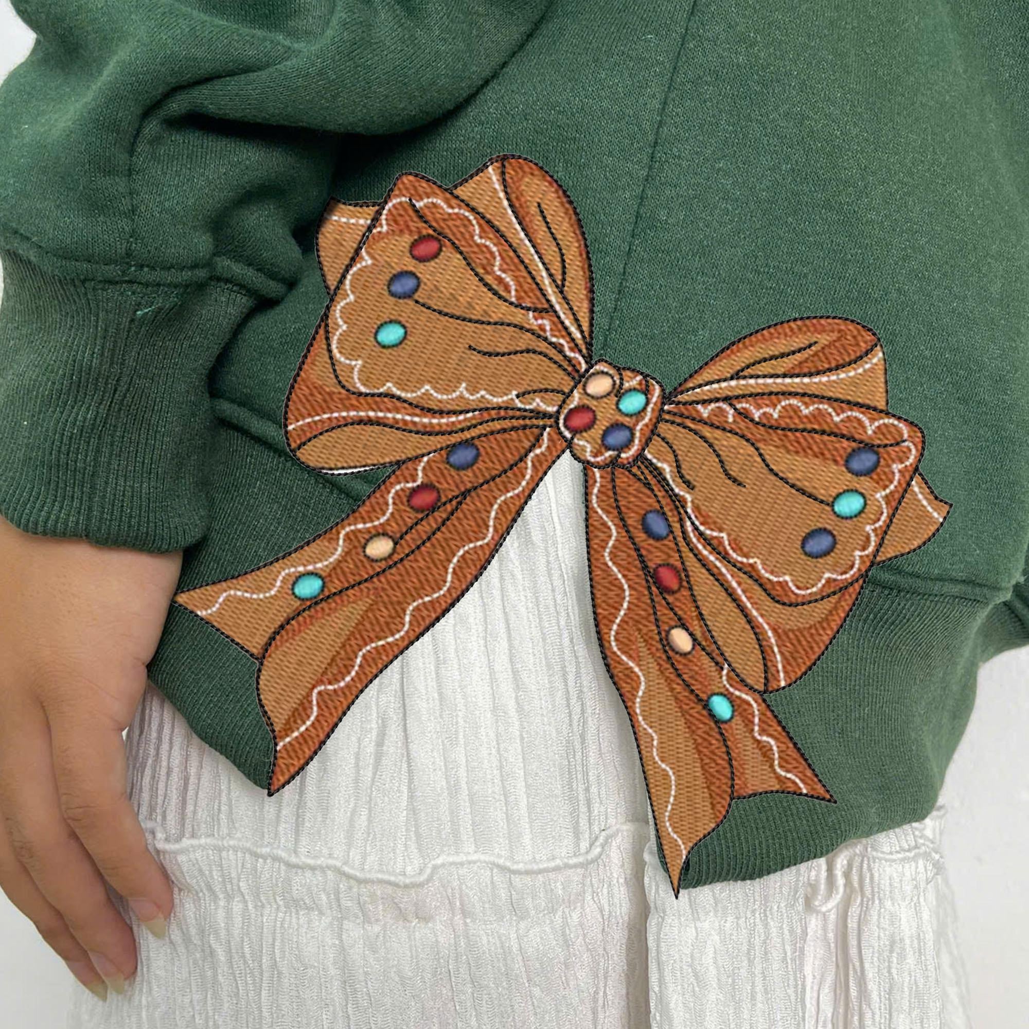 Christmas Embroidered Sweatshirt Merry Side Bow Cut Out Sweatshirt Plaid Christmas Pullover Trendy Coquette Bow Side Bow Sweatshirt 1730082037695.jpg