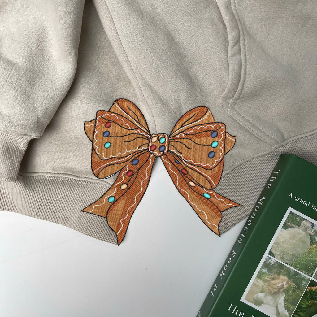 Christmas Embroidered Sweatshirt Merry Side Bow Cut Out Sweatshirt Plaid Christmas Pullover Trendy Coquette Bow Side Bow Sweatshirt 1730082038103.jpg