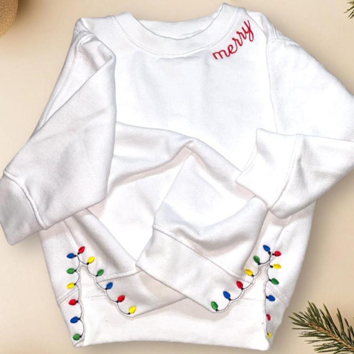 Embroidered Christmas Lights Cut Hem Sweatshirt 1730085885270.png