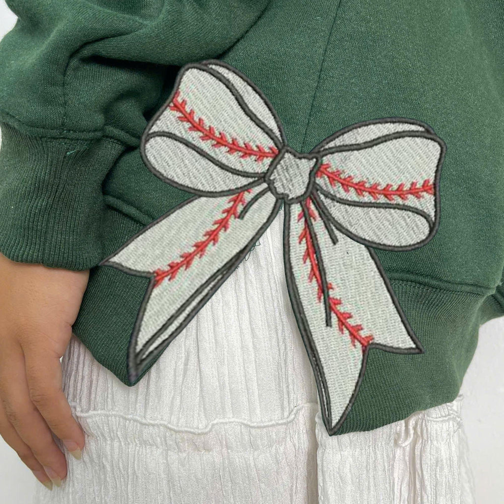 Christmas Embroidered Sweatshirt Baseball Side Bow Cut Out Sweatshirt Plaid Christmas Pullover Trendy Coquette Bow Side Bow Sweatshirt 1730086277645.jpg