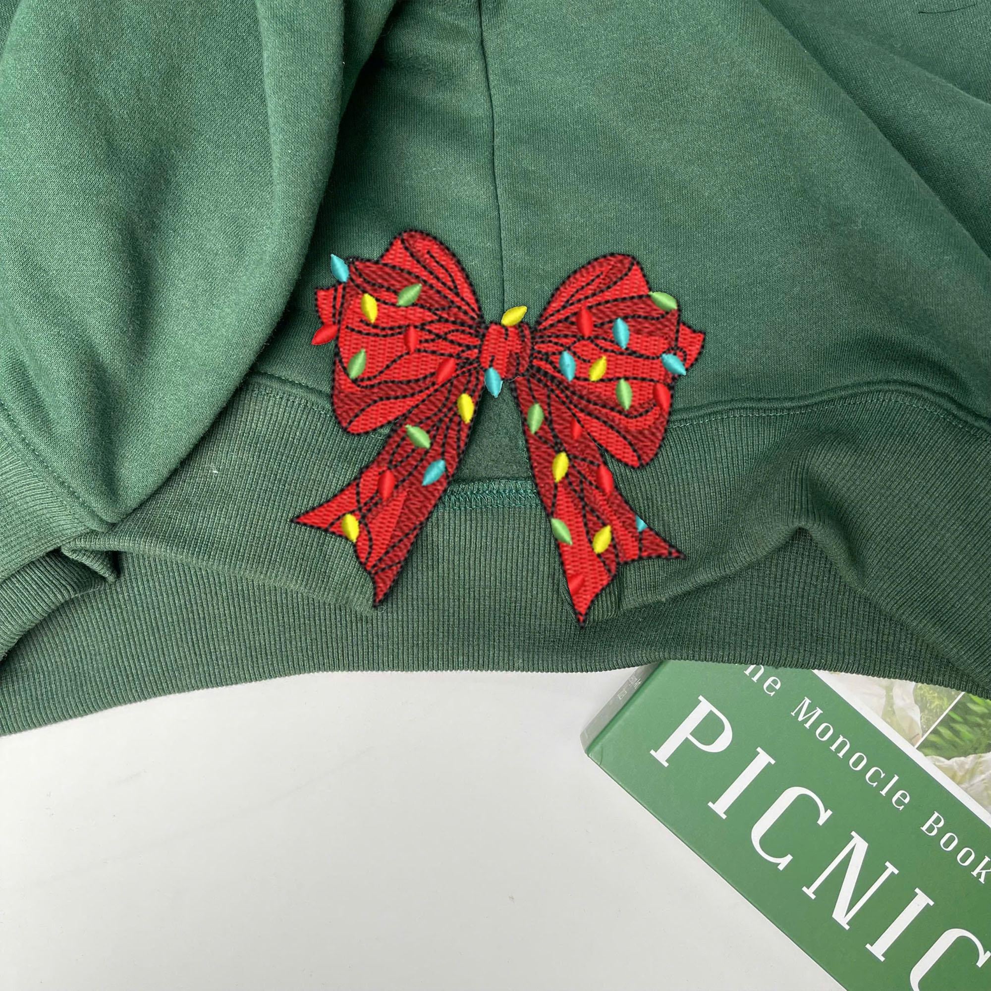 Christmas Embroidered Sweatshirt Merry Side Bow Cut Out Sweatshirt Plaid Christmas Pullover Trendy Coquette Bow Side Bow Sweatshirt 1730087012758.jpg