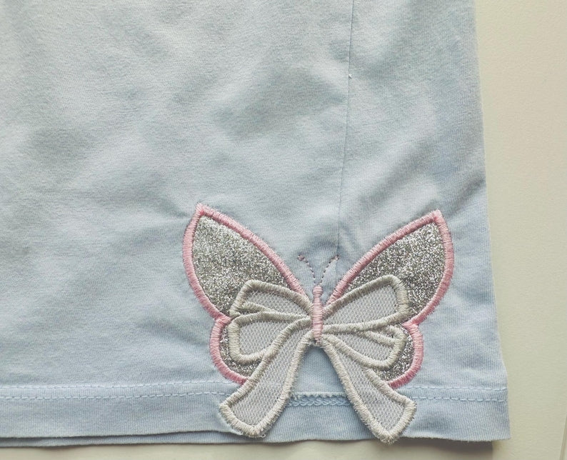 Small Butterfly Wings Side Bow Double 2 Layers Applique Machine Embroidery Sweatshirt Giltter Bow T Shirt Girly Coquette Shirt 1730090599288.jpg