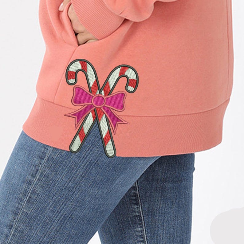 Christmas Candy Cane Side Bow Cut Out Sweatshirt Christmas Tree Pullover Trendy Side Bow Christmas Shirt Xmas Embroidered Sweatshirt 1730098854869.jpg