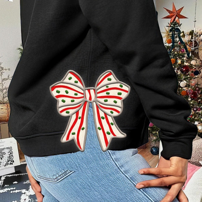 Side Bow Applique Cut Out Embroidery Sweatshirt Christmas Cake Bow Christmas Embroidery Sweatshirt Bow Appliquemotifquilted 1730695828682.jpg