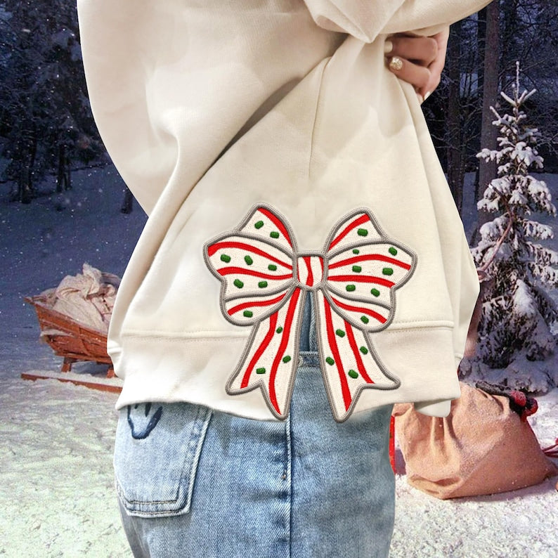 Side Bow Applique Cut Out Embroidery Sweatshirt Christmas Cake Bow Christmas Embroidery Sweatshirt Bow Appliquemotifquilted 1730695828726.jpg