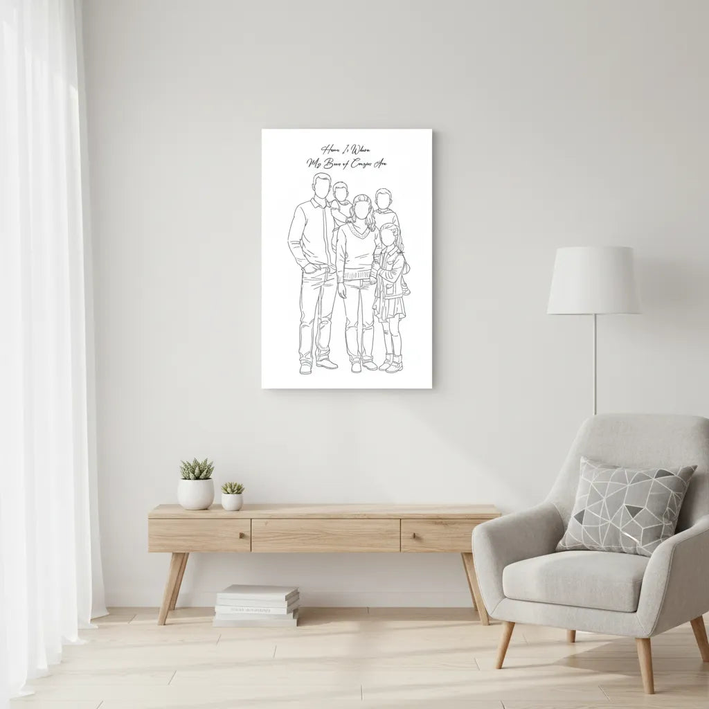 Minimalist Family Outline Print - Personalized Poster