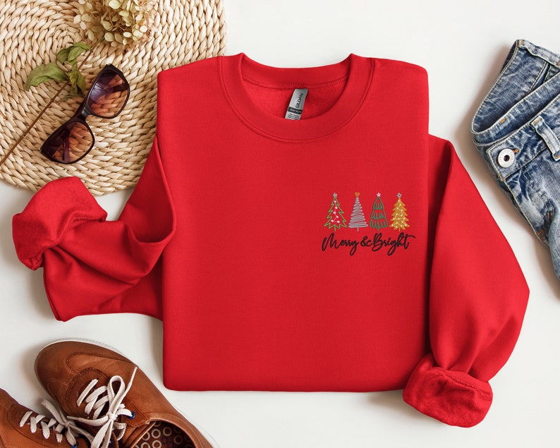 Embroidered Christmas Tree Sweatshirt Embroidered Merry And Bright Shirt Christmas Shirtchristmas Sweatshirt Merry And Bright Sweatshirt 1732071514476.jpg